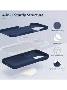 硅胶手机壳 1 件豪华无线充电手机壳适用于 16 15 14 13 12 11 Pro Max Plus 防震 PC 超薄保护套，包含屏幕保护膜和摄像头保护膜，防水防摔防刮