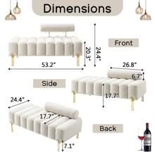 53.2" Modern Loveseat Sofa Couch, Upholstered Accent Sofa With Golden Legs And Adjustable Backrest, Small Teddy Fleece Couches For Bedroom, Living Room, Compact Small Space - trắng - Xem 3