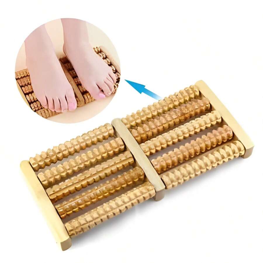 Massageador Para os Pés Duplo de Madeira Relaxante - Caramelo - Visão 1