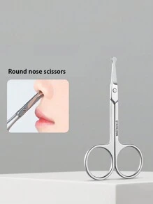 1 pieza Juego de tijeras de belleza profesionales de acero inoxidable con pinzas y tijeras pequeñas para cejas, pestañas y entusiastas de la belleza, que incluye un recortador de vello nasal con punta redondeada. Unisex, impermeable, que incluye tijeras de acero inoxidable para cejas, recortador de vello nasal con punta redondeada, tijeras para barba y belleza, tijeras de maquillaje con punta para pegatinas de cejas, recortador de vello nasal de acero inoxidable y tijeras para recortar cejas, pestañas y barbas.