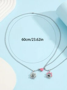 ATLVXJL 2 Stück leuchtende Paar süße Tierfußabdruck eingelegt Projektionsperlen Magnetisches Herz, leuchtet im Dunkeln, Edelstahl Kette Charm Halskette als Geschenk zum Valentinstag für Valentinstag, Mutter, Muttertag