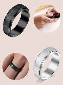 1pc Stainless Steel Fidget Ring Rotating Ring Cool Spinner Ring Stainless Steel Fidget Ring Anxiety Ring For Men Size 6/7/8/9/10 - Rotating Ring - View 6