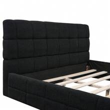 MERAX Queen Size Upholstered Platform Bed With Thick Fabric, Grounded Bed With Solid Frame - Black - View 7