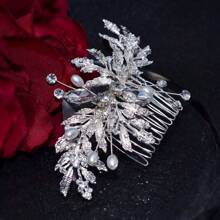 1 chiếc lược cài tóc đính đá sang trọng dành cho nữ, phụ kiện tóc cô dâu bằng hợp kim vàng/bạc cho đám cưới, tiệc tùng, sử dụng hàng ngày và ngày Valentine. - Nhiều màu - Xem 5