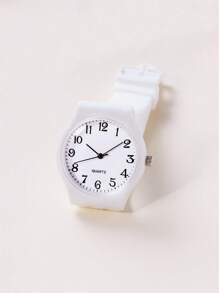 Reloj unisex de cuarzo con correa de silicona y esfera numérica minimalista para estudiantes