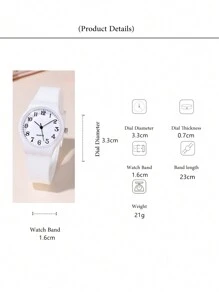 Reloj unisex de cuarzo con correa de silicona y esfera numérica minimalista para estudiantes