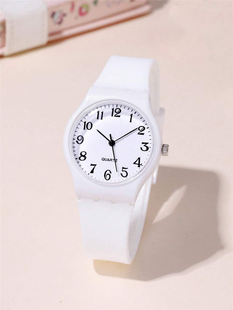 Reloj unisex de cuarzo con correa de silicona y esfera numérica minimalista para estudiantes