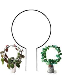 1/2pcs Iron Flower Stand & Trellis, Half Circle Heart Shaped Plant Support Bracket - Green - View 4