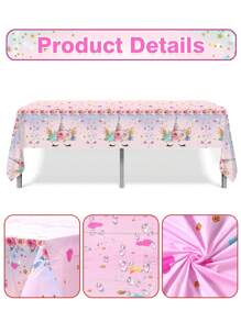 1pc 130*220cm Pink Unicorn Pattern Disposable Tablecloth, Suitable For Parties, Gender Reveal Parties, Birthday Parties, Home Decor, Birthday Decor, Outdoor Picnics, Back To School, Valentine's Day And Other Occasions - Unicorn - View 6