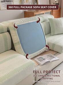 1pc Elastic Sofa Cover Suitable For All Seasons, Fully Covered, Water-Resistant Sofa Cushion Cover, Machine Washable, Non-Fading, Non-Shedding, Suitable For Bedroom, Office, Living Room L-Shaped Sofa And 1/2/3/4 Seater, Home Decoration, Pet-Friendly Protection Cover - Green - View 10