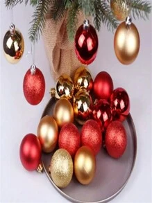 24 piezas/Caja Bolas de Navidad Mini de 4 cm/2.9 cm, Adornos colgantes a prueba de roturas para Navidad, cumpleaños, San Valentín, fiesta de bodas, hogar, oficina, exterior, árbol de Navidad, crear ambiente navideño, regalo de Navidad