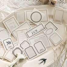 1本30張極簡邊框圖案材質紙裝飾記事本美學手帳DIY手帳膠帶藝術筆記本易撕紙付款學校文具用品 - 1本 - 查看 3