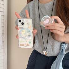 Funda de teléfono con diseño de cachorro para solearse en la playa, de doble capa y magnética resistente, compatible con Apple 15PROMAX/14PRO/13/12 - Celeste - Ver 4