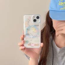 Funda de teléfono con diseño de cachorro para solearse en la playa, de doble capa y magnética resistente, compatible con Apple 15PROMAX/14PRO/13/12 - Celeste - Ver 1