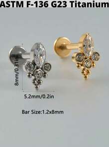 1 Stück Kubischer Zirkonia Sonne G23 Titan Knorpel Ohrringe Stecker 16G Innengewinde Stern Helix Cz Kubisch Zirkonia Blumen Ohr Tragus Piercing Schmuck Valentinstag