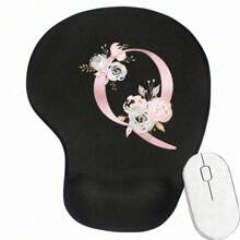 Pink Flower Letter Wrist Rest Mouse Pad Comfortable Hand Rest Support Non Slip Mice Mat Soft Black Mouse Mat Deskpad For PC Laptop Computer - Black - View 9