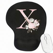 Pink Flower Letter Wrist Rest Mouse Pad Comfortable Hand Rest Support Non Slip Mice Mat Soft Black Mouse Mat Deskpad For PC Laptop Computer - Black - View 11