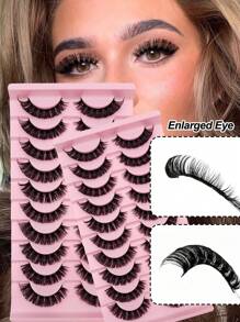 Rikuaild 10 Pairs D Curl Lashes Fluffy Thick Volume Wispy Enlarged Eye Lashes Three-Dimensional Effect Fake Eyelashes - Criss Cross lashes - View 7
