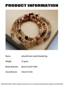 1 Pc Fashionable Natural Stone Small Particle Colored Hair Crystal Multi Loop Bracelet, Suitable For Gift Giving, Comes With A Gift Box And Jewelry Storage Bag. - About 5mm/0.196 Inches - View 6