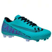 Chuteira de Campo Cano Baixo Verde Roxo com Solado Costurado Reforçada 34 ao 45