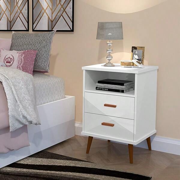 Mesinha de Cabeceira Itália Compacta Vintage Gaveta Organizadora Nicho Decorativo Porta Objeto Mesa Canto Lateral Apoio Cama Pés Palito Estilo Retrô