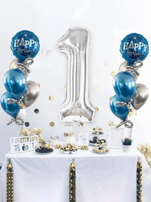 1 件 40 英寸巨型金箔聚酯薄膜数字气球，适用于男士女士生日派对装饰周年派对用品， - 銀色 - 查看 2