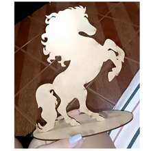 12 centro mesa bota herradura caballo de madera para fiesta country vaqueros con base oeste 25cm altura - Beis - Ver 3
