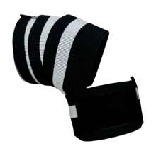 Vendas para Rodilla, Knee Wraps, Soporte para las rodillas, Pesas, Crossfit, - Blanco y Negro - Ver 2