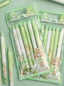6 peças Canetas neutras clicáveis, Caneta de Assinatura Preta Baseada em Água ST para Estudante, Caneta de Secagem Rápida, item obrigatório de volta às aulas - Multicolorido - Visão 12