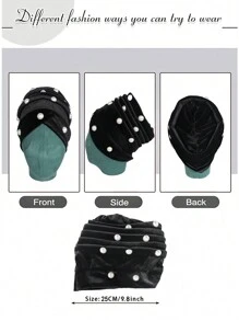 Awegeo Women's African Zahra Style Cap, Luxury African Design, Crossover Forehead Velvet Fashionable Scarf Cap For Formal Occasions