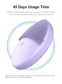 Silicone Face Brushes For Cleansing And Exfoliating, Waterproof Electric Face Cleansing Brush,  Facial Scrubber Exfoliator Brush,  Face Cleansing Brush, Face Scrubber - Purple - View 8