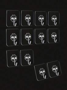 10pcs Acrylic Transparent Hooks, Suitable For Kitchen And Bathroom