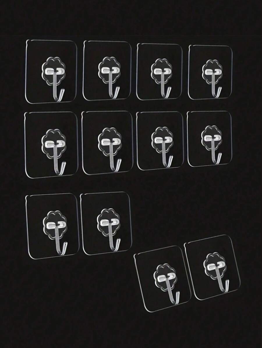 10pcs Acrylic Transparent Hooks, Suitable For Kitchen And Bathroom