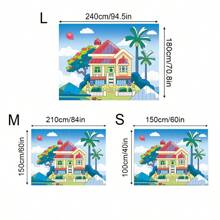 Fondo de fotografía con tema de perro azul, cielo de dibujos animados, edificio, decoración de fiesta de cumpleaños, telón de fondo para cabina fotográfica, accesorios - Multicolor - Ver 4