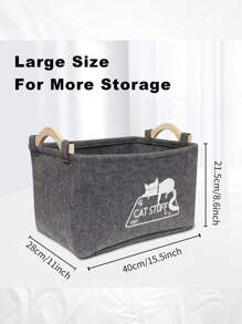 1 件猫玩具盒，带手柄的大型毛毡宠物玩具篮，宠物用品收纳盒，非常适合整理猫玩具和配件 - 淺灰色 - 查看 7