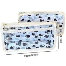 可爱雪猫主题软铅笔盒和办公桌收纳袋 - 非常适合办公和学习用品（可选尺寸 1 件/2 件） - 彩色 - 查看 5