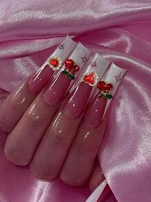 60pcs Red Heart Nail Charms Red Gold Luxury Alloy Charms For Nails Butterfly Crown 3D Gold Nail Art Rhinestones Gems Gold Nail Crystal Diamonds Jewelry Nail Art Supplies For Nails - Đỏ - Xem 8