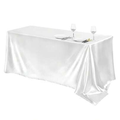 Elegant White Satin Tablecloth: Perfect For Wedding Receptions, Parties And Home Decoration - Rectangular, Woven, Soft And Shiny