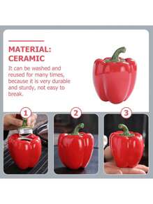 1pc Kitchen Canister With Lid For Yellow Chili Pepper Storage, Coffee Can, Ceramic Food Storage Container, For Coffee, Tea, Spices, Sugar, Nuts, Herbs - Multicolor - View 9