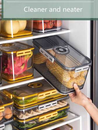 1PC Kitchen Food Storage Box, Transparent Fruit And Vegetable Preservation Box,  PET Material Refrigerator Preservation Box, Nut, Vegetable, Meat Freezing Preservation Boxes