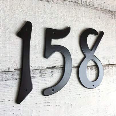 1pc Black 4" (101mm) Modern House Number, Metal Digits And Letters, Metal Address Sign Plate, Outdoor Doorplate, Numbers #0-9,A-Z