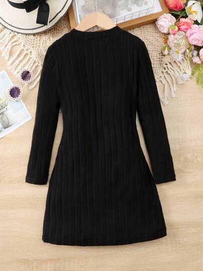1pc Tween Girl Solid Color Dress, 8-12 Years, Available In Multiple Colors, Autumn/Winter