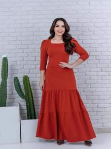 Women's Long Dress Duas Marias 3/4 Sleeve Princess - 亮橙色 - 查看 1