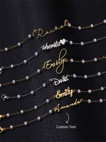 1 CÁI Tên tùy chỉnh Vòng chân ngọc trai cho phụ nữ Sang trọng Thanh lịch Màu vàng 18K Thép không gỉ Cá nhân Tùy chỉnh Tên tiếng Anh Vòng chân ngọc trai Món quà trang sức thời trang cho gia đình cho bạn bè - Mùa thu bạc - Xem 1