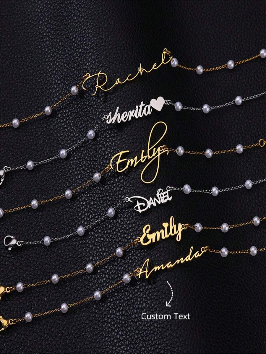 1 CÁI Tên tùy chỉnh Vòng chân ngọc trai cho phụ nữ Sang trọng Thanh lịch Màu vàng 18K Thép không gỉ Cá nhân Tùy chỉnh Tên tiếng Anh Vòng chân ngọc trai Món quà trang sức thời trang cho gia đình cho bạn bè - Mùa thu bạc - Xem 1