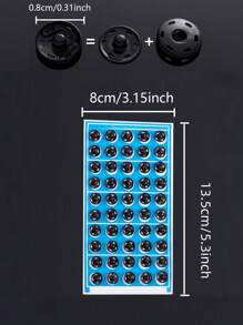 50pcs Small Dark Color Snap Buttons, Sewing Closure Accessories - Black - View 3