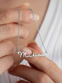 1 chiếc vòng cổ khắc tên theo yêu cầu, mặt dây chuyền chữ viết tay cá nhân hóa dành cho nữ, trang sức thép không gỉ, vòng cổ dây chuyền dành cho nam, thời trang, xu hướng mùa thu, giản dị, cổ điển, mộc mạc, tối giản, tùy chỉnh, độc đáo, món quà lý tưởng cho bạn gái, mẹ, gia đình, bạn bè, con gái, ông bà, thích hợp cho kỷ niệm, sinh nhật, mặc hàng ngày, dạ hội, Ngày của Mẹ, Ngày Valentine, lễ tốt nghiệp, đám cưới - mạ bạch kim - Xem 6
