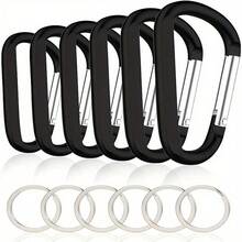 Set de 12 piezas de mosquetones de escalada (6 mosquetones de colores + 6 ganchos para llaveros) - Multicolor - Ver 2