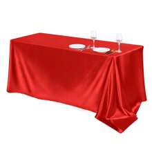 Elegant White Satin Tablecloth: Perfect For Wedding Receptions, Parties And Home Decoration - Rectangular, Woven, Soft And Shiny - Multicolor - View 20