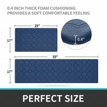 Kitchen Rugs Anti Fatigue Mats For Floor Cushioned Runner Rug Non Skid Comfort Foam Standing Mat For Office, Sink - Blue - View 2